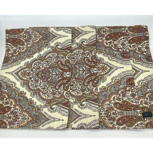 TAHARI HOME 4 Jacobean Blue Beige‎ Brown Damask Paisley Placemats New